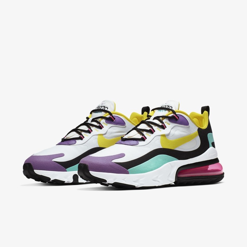 Nike air max 270 react - women's clearance white/yellow/black/violet